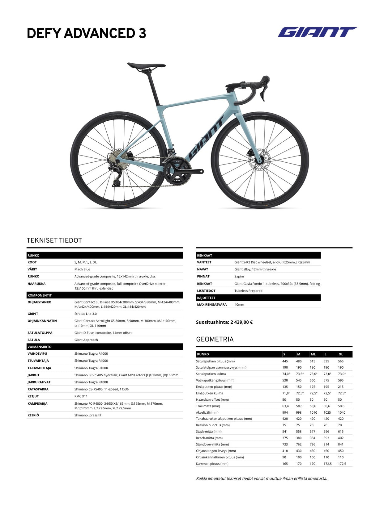 Giant Defy Advanced 3 2027